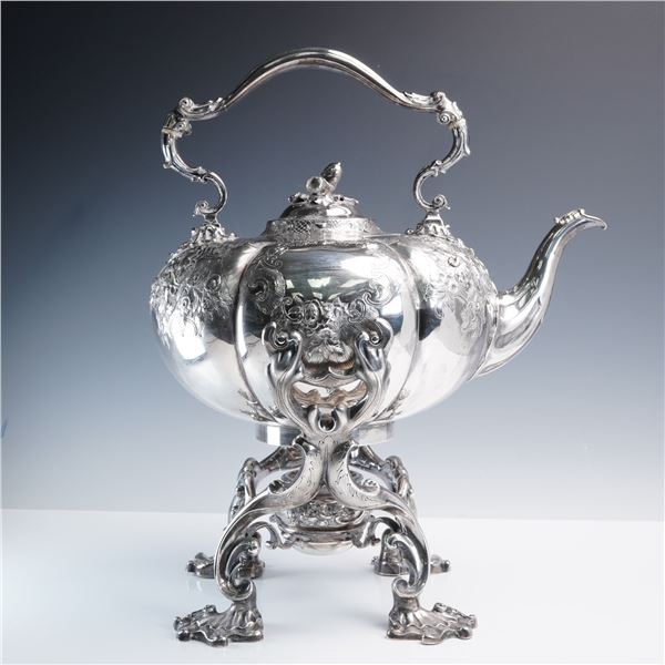 Storr & Mortimer English Sterling Silver Tipping Kettle on Stand