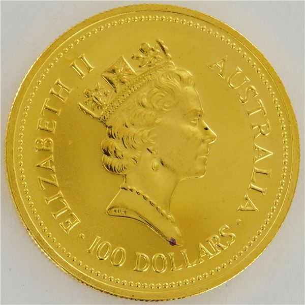 1987 Australian Nugget Elizabeth II 100 Dollars 1 oz Gold Coin