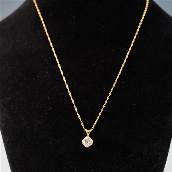 14k Gold Pendant Necklace with Stone