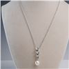 Image 1 : Sterling Silver Spiral Pendant with Pearl Drop, on Italian Chain