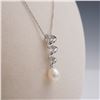 Image 2 : Sterling Silver Spiral Pendant with Pearl Drop, on Italian Chain