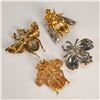 Image 2 : 4pc Rhinestone Flying Insect Brooch Set, Mixed Metals