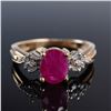 Image 1 : 10K Gold Ruby Ring with Baguette and Round Diamond Accents, Marked FTH