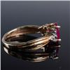 Image 2 : 10K Gold Ruby Ring with Baguette and Round Diamond Accents, Marked FTH