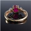 Image 3 : 10K Gold Ruby Ring with Baguette and Round Diamond Accents, Marked FTH