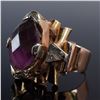 Image 2 : 18K Gold Retro Ring with Faceted Amethyst and Diamond Accents