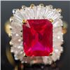 Image 2 : Woman's 24K Gold Plated Lab Grown Ruby and CZ Ring