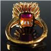 Image 4 : Woman's 24K Gold Plated Lab Grown Ruby and CZ Ring