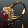Image 5 : Woman's 24K Gold Plated Lab Grown Ruby and CZ Ring