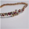Image 3 : 10K Gold Ruby & Diamond Tennis Bracelet, Alternating Design
