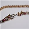 Image 5 : 10K Gold Ruby & Diamond Tennis Bracelet, Alternating Design