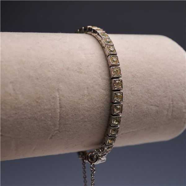 Vintage Otis Sterling Silver Tennis Bracelet with Round-Cut Stones