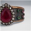 Image 2 : Vintage Style Cuff Bracelet with Faux Ruby and Crystal Accents