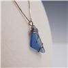 Image 3 : 3pc Blue Sea Glass Jewelry Set with Sterling Chain