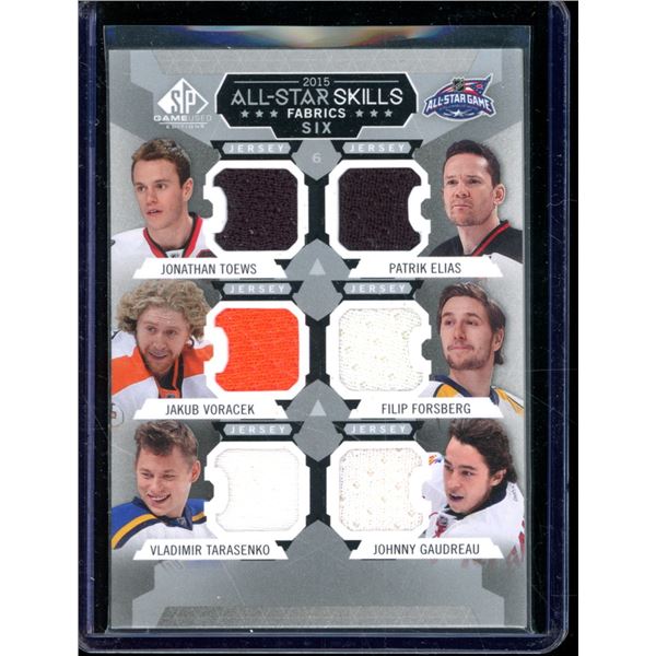 2015-16 SP Game Used Six Fabrics Toews/Voracek/Tarasenko/Elias/Forsberg/Gaudreau BV $40