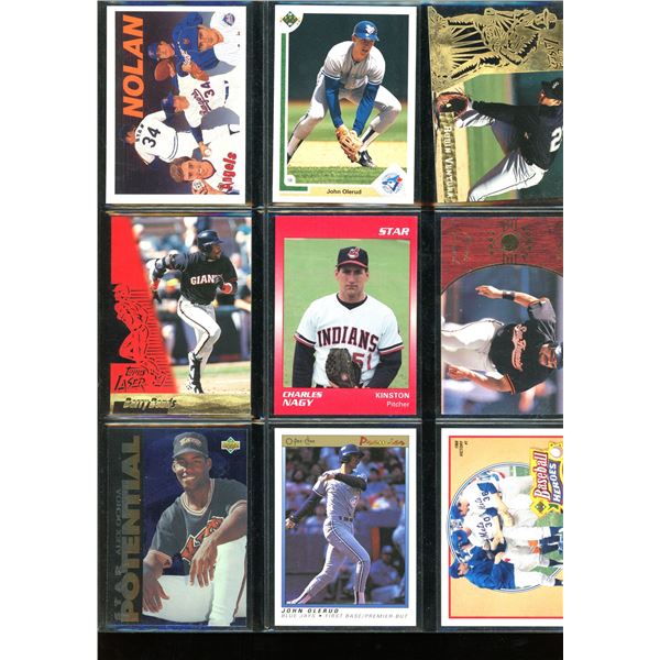 Lot of 9 Various Baseball Cards Various Teams & Players