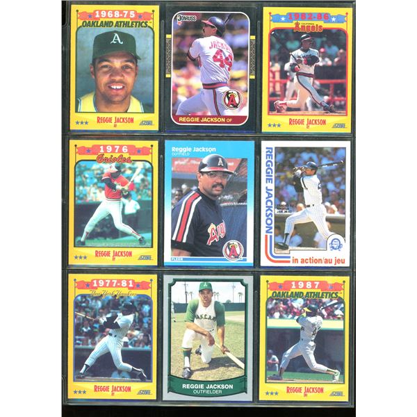 Lot of 9 Reggie Jackson Baseball Cards