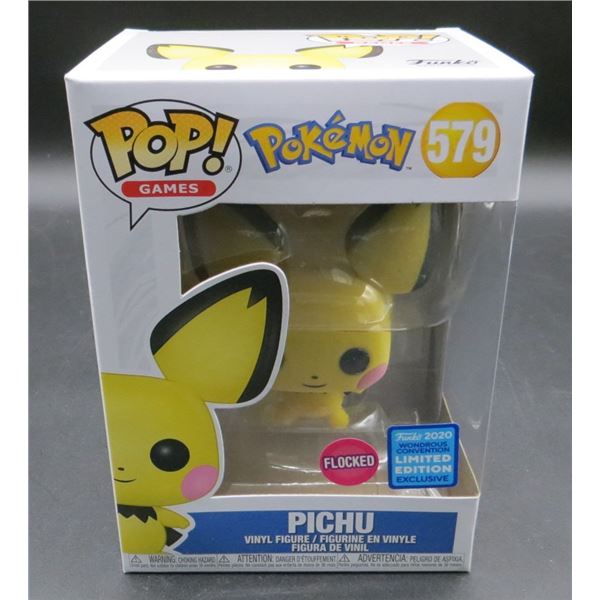 New Funko Pop Pokemon Pichu #579 Flocked (2020 Wonderous Convention Excluisve)