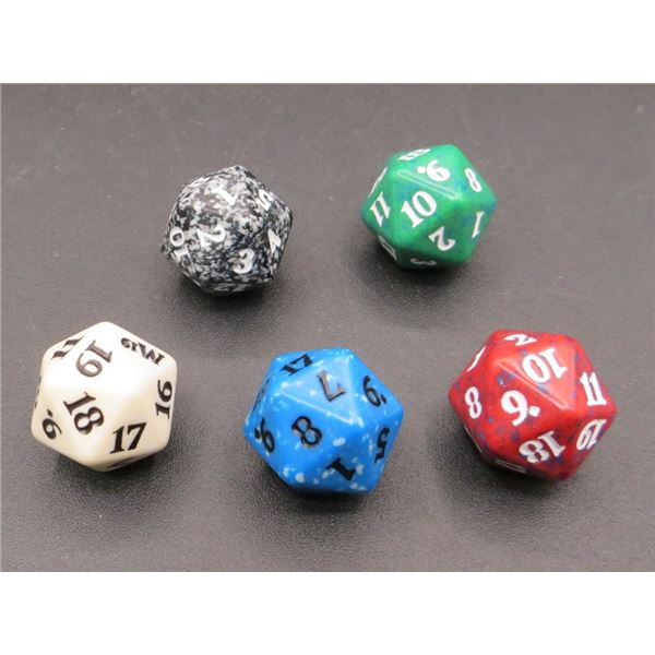 5 New 20 Sided MTG Roll Down Dice