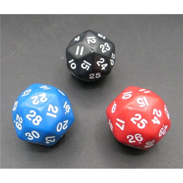 3 New Jumbo RPG D&D Dice 20 Sided Dice