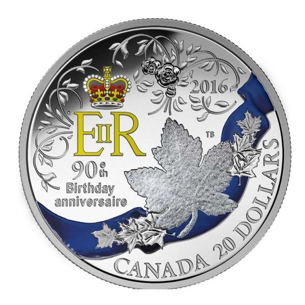 RCM 2016 $20 A Celebration of Her Majesty's 90th Birthday - Pure Silver Coin