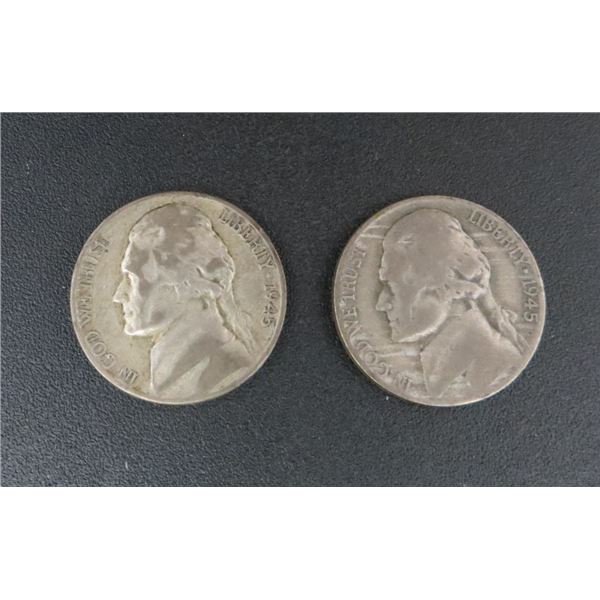 2x USA Nickels 1945