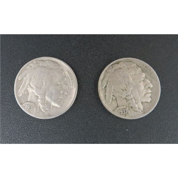 2x USA Buffalo Nickels 1937