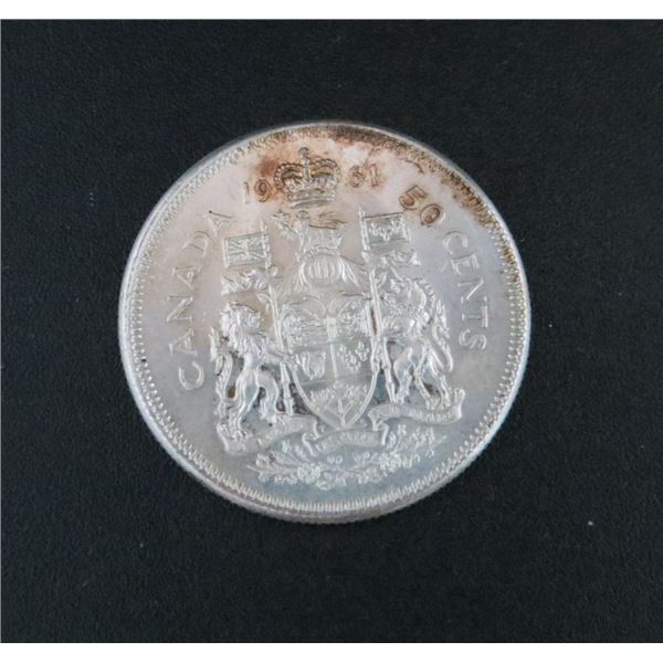 1961 Canadian Silver 50 Cent Coin