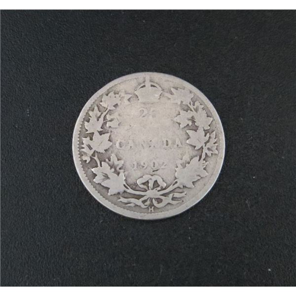 1902 Canadian Silver 25 Cent Coin
