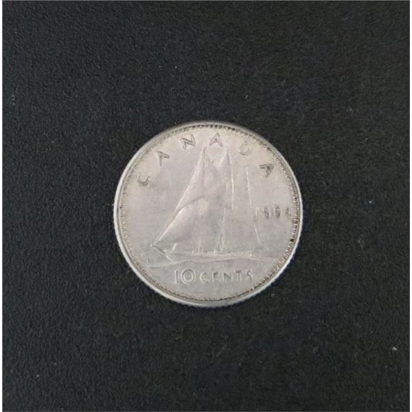 1964 Canadian Silver 10 Cent Coin