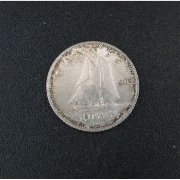 1953 Canadian Silver 10 Cent Coin