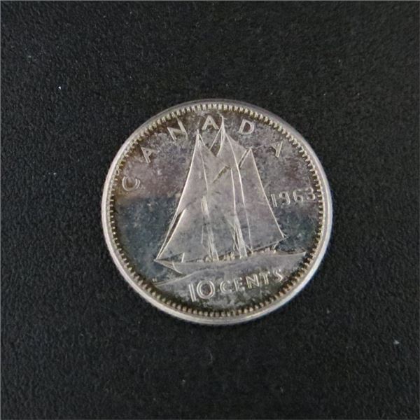 1963 Canadian Silver 10 Cent Coin