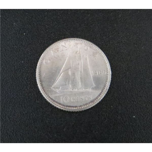 1965 Canadian Silver 10 Cent Coin