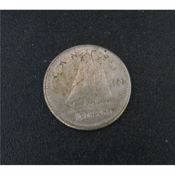 1956 Canadian Silver 10 Cent Coin