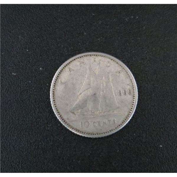 1960 Canadian Silver 10 Cent Coin
