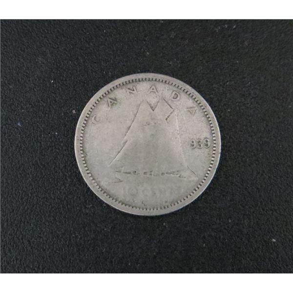 1939 Canadian Silver 10 Cent Coin