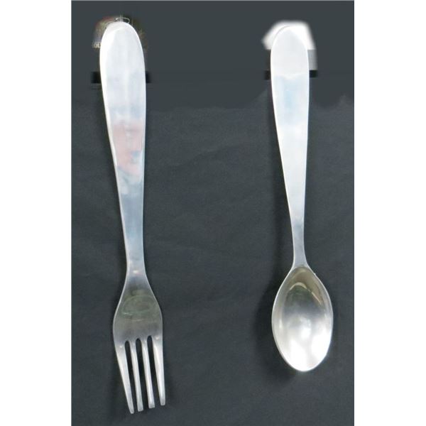 Large Fork & Spoon With Wall Mounts Ready To Hand 25" Long