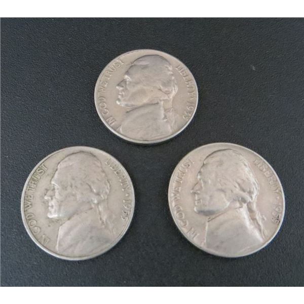 3x USA Nickels 1955