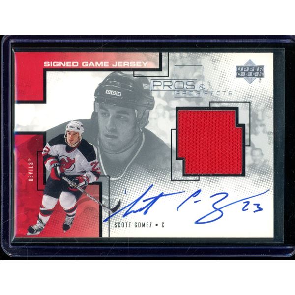 2000-01 Upper Deck Pros and Prospects Game Jersey Autographs #SSG Scott Gomez BV $40