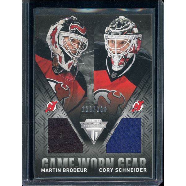 2013-14 Panini Titanium Game Worn Dual Memorabilia Martin Brodeur/Cory Schneider 138/300