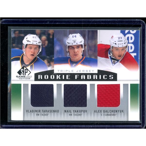 2013-14 SP Game Used Rookie Triples Vladimir Tarasenko/Nail Yakupov/Alex Galchenyuk BV $30