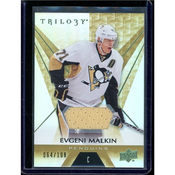 2016-17 Upper Deck Trilogy Rainbow Green #10 Evgeni Malkin JSY 64/108 BV $35