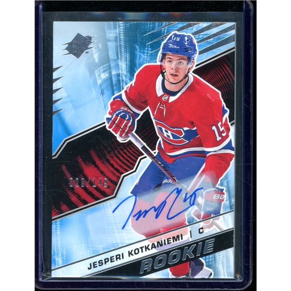 2018-19 SPx Rookies Autographs #RJK Jesperi Kotkaniemi 29/149 BV $55