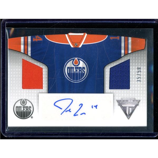 2013-14 Panini Titanium Home Sweaters Memorabilia Autographs #HSJE Jordan Eberle 35/50 BV $40
