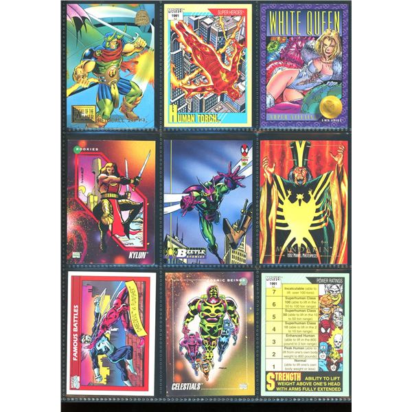 Lot Of 9 Various Marvel Collector Cards