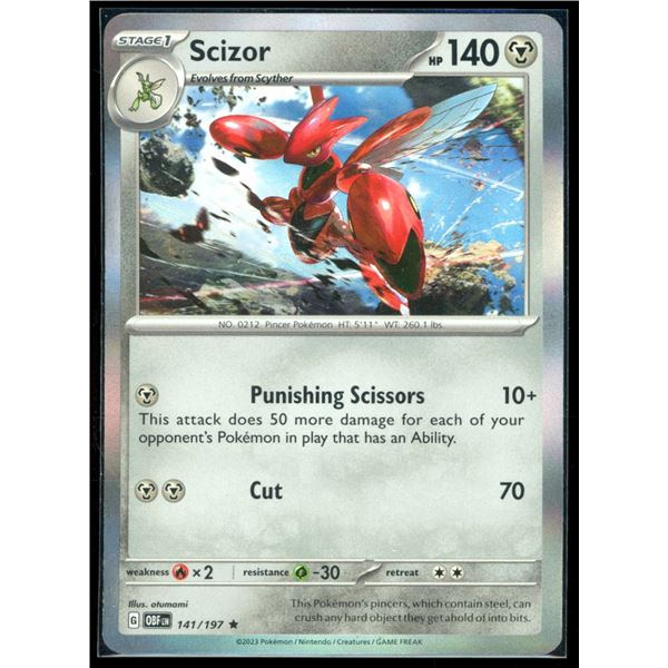Pokemon Scizor - 141/197 - Rare HOLO Obsidian Flames