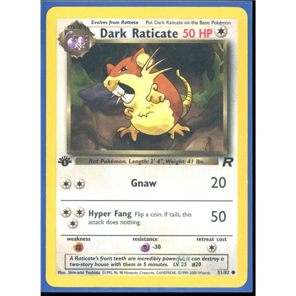 Pokemon Dark Raticate - 51/82 - Common - 1st Edition Team Rocket