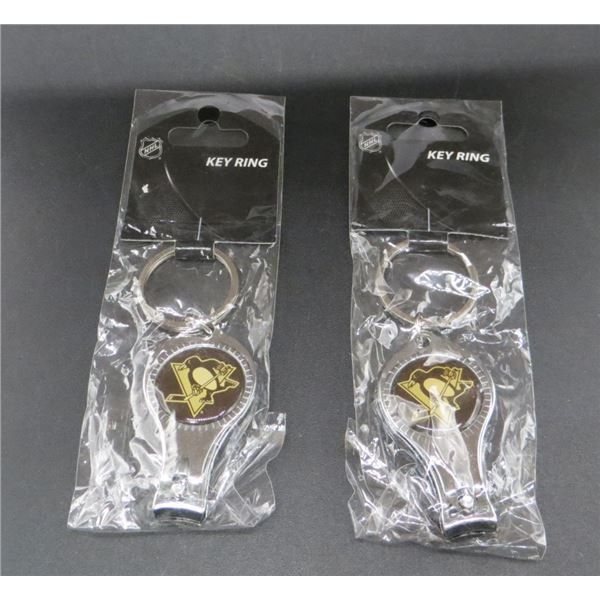2 New NHL Pittsburgh Penguins Metal Nail Clippers/Bottle Opener/Key Ring