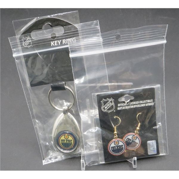New Edmonton Oilers Metal Key Ring & Earrings