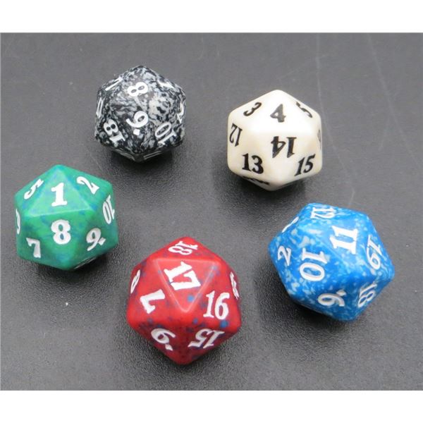 5 New 20 Sided MTG Roll Down Dice